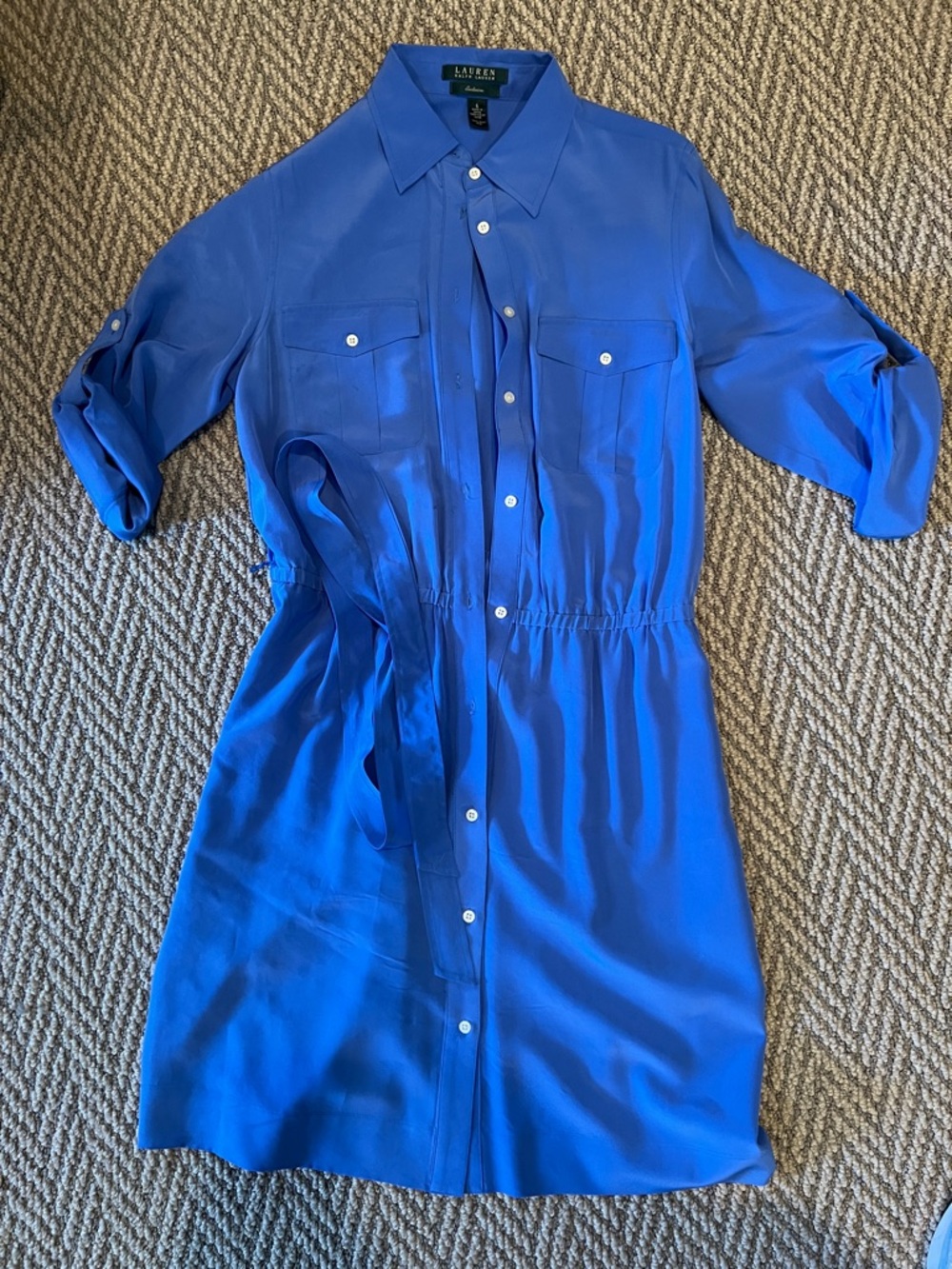 Lauren Ralph Lauren Bright Blue Button-Up Shirt Dress